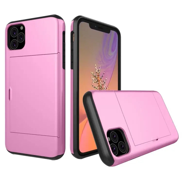 Shockproof Rugged Armor Protective Case with Card Slot - For iPhone 11 Pro Max / Pink