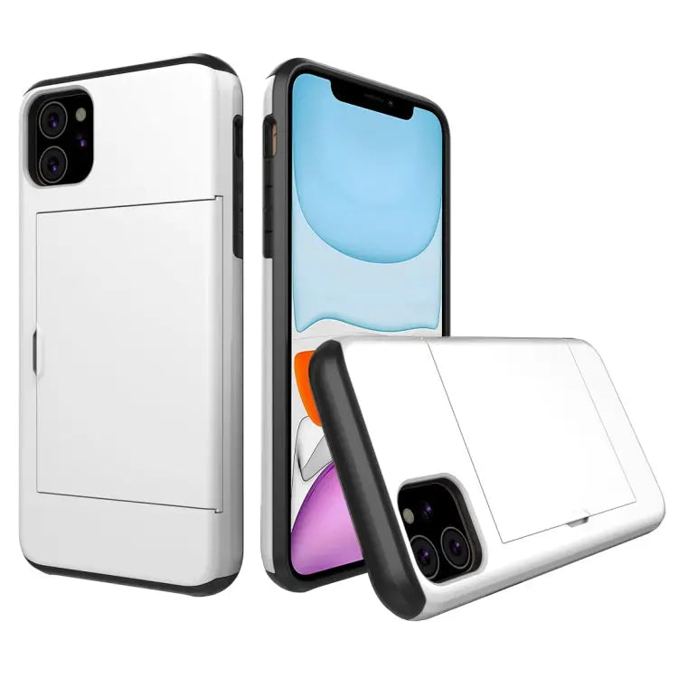 Shockproof Rugged Armor Protective Case with Card Slot - For iPhone 11 / White