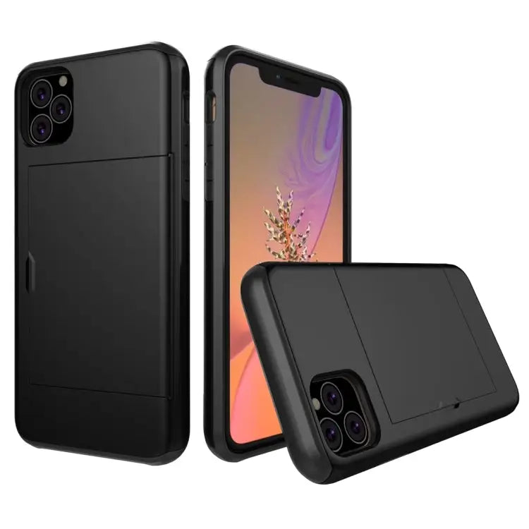 Shockproof Rugged Armor Protective Case with Card Slot - For iPhone 11 Pro Max / Black