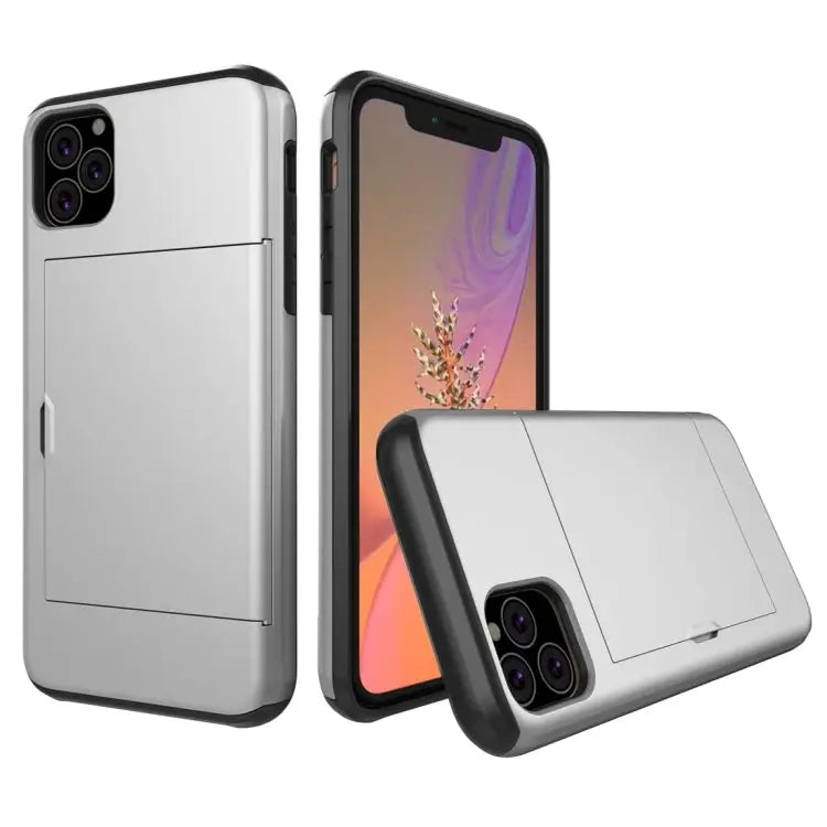 Shockproof Rugged Armor Protective Case with Card Slot - for iPhone 11 Pro Max / Silver