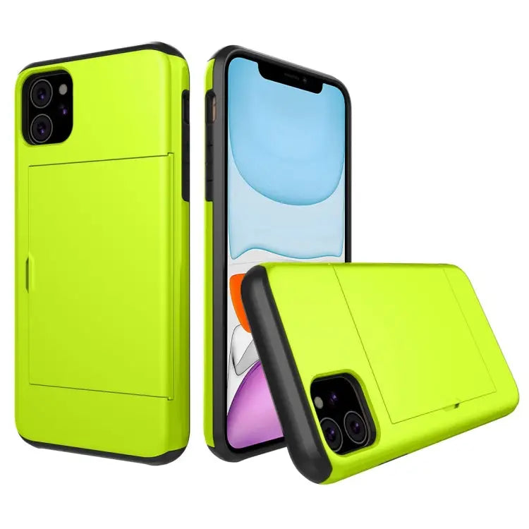 Shockproof Rugged Armor Protective Case with Card Slot - For iPhone 11 / Green