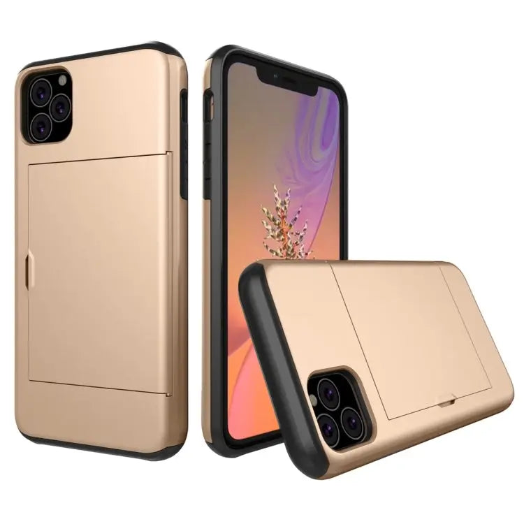 Shockproof Rugged Armor Protective Case with Card Slot - For iPhone 11 Pro Max / Gold