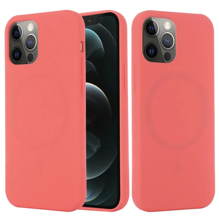 Shockproof Silicone Magnetic Magsafe Case For iPhone 13 Pro For iPhone 13 Pro Max - For iPhone 13 Pro Max / Pink Orange