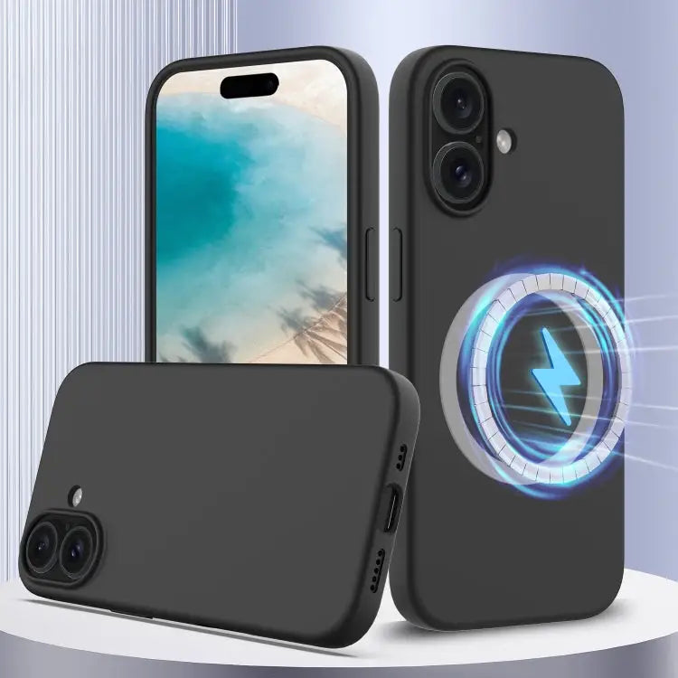 Shockproof Silicone Magsafe Phone Case - For iPhone 16 Plus / Black
