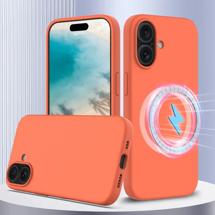 Shockproof Silicone Magsafe Phone Case - For iPhone 16 Plus / Gold Orange
