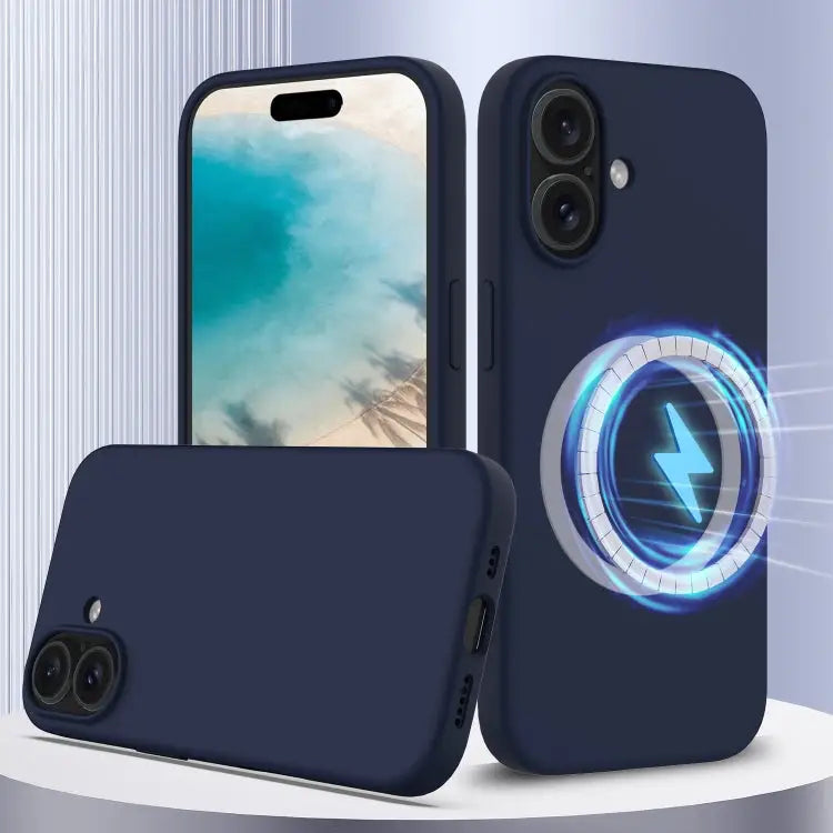 Shockproof Silicone Magsafe Phone Case - For iPhone 16 Plus / Navy Blue