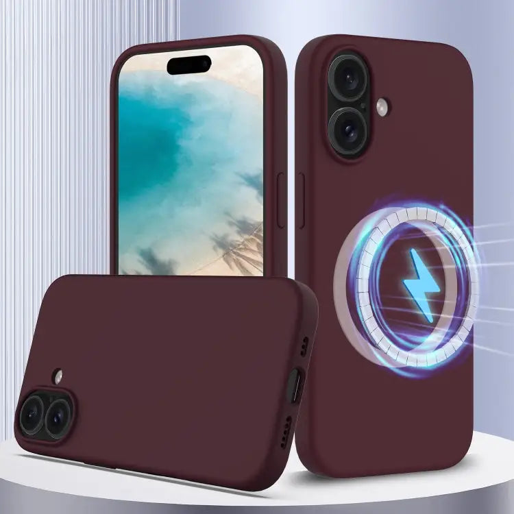 Shockproof Silicone Magsafe Phone Case - For iPhone 16 Plus / Plum Color