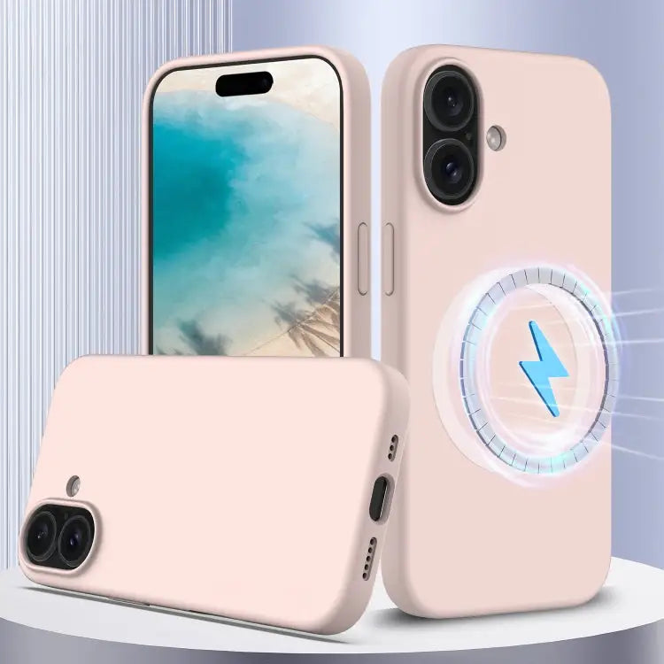Shockproof Silicone Magsafe Phone Case - For iPhone 16 Plus / Sand Pink