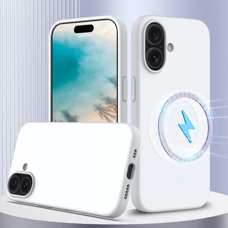 Shockproof Silicone Magsafe Phone Case - For iPhone 16 Plus / White