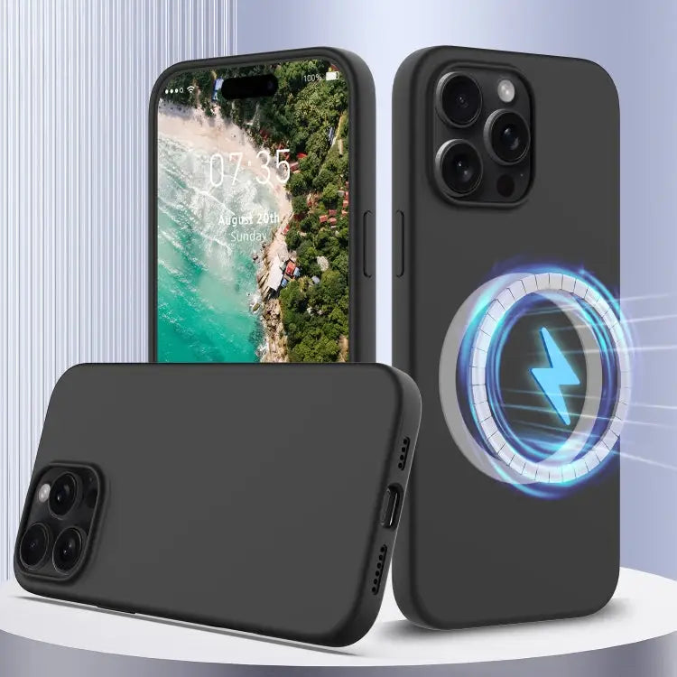Shockproof Silicone Magsafe Phone Case - For iPhone 16 Pro / Black