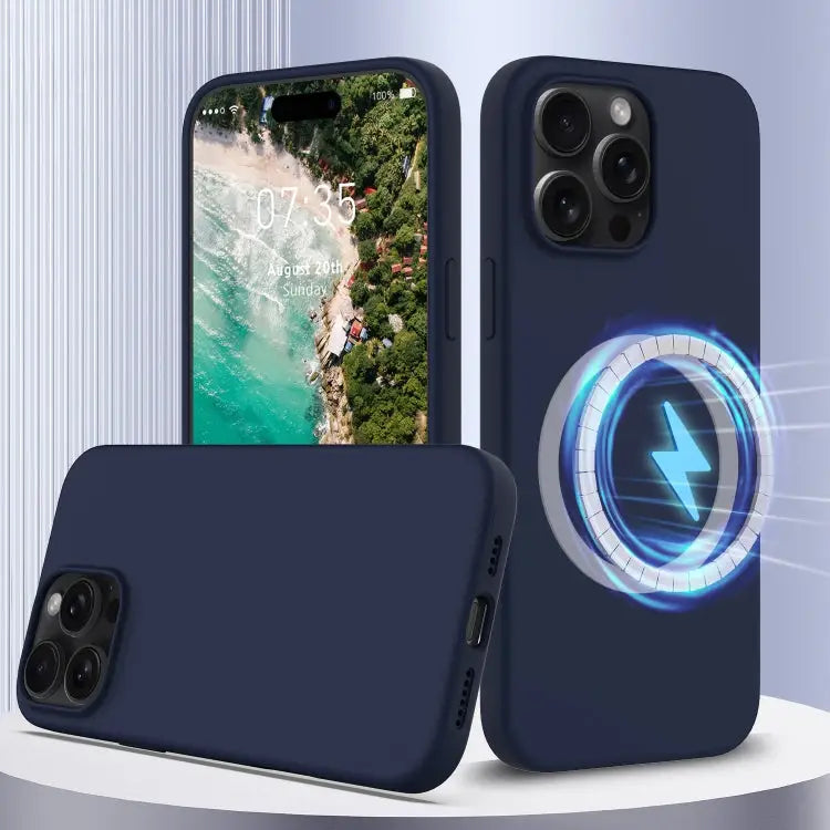 Shockproof Silicone Magsafe Phone Case - For iPhone 16 Pro / Navy Blue