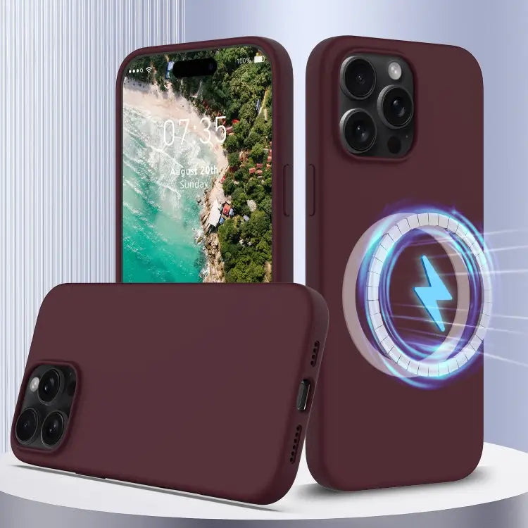 Shockproof Silicone Magsafe Phone Case - For iPhone 16 Pro / Plum Color