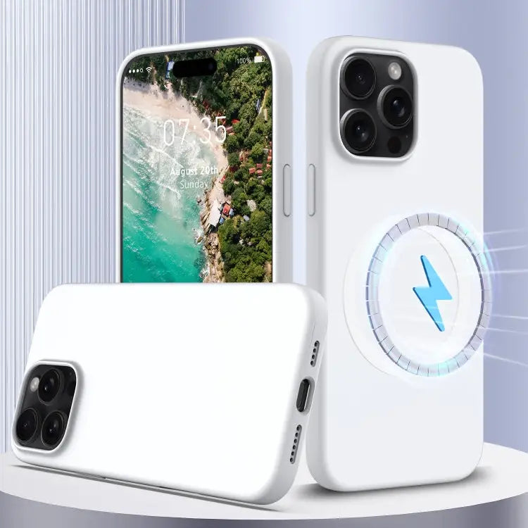 Shockproof Silicone Magsafe Phone Case - For iPhone 16 Pro / White