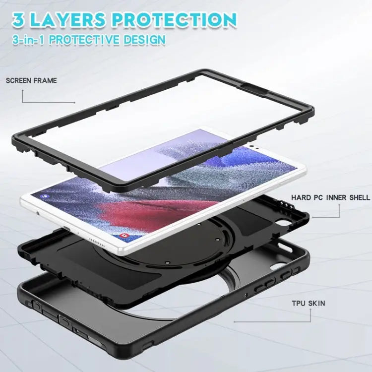Shockproof Silicone + PC Protective Case with 360 Degree Rotation Foldable Handle Grip Holder & Pen Slot For Samsung