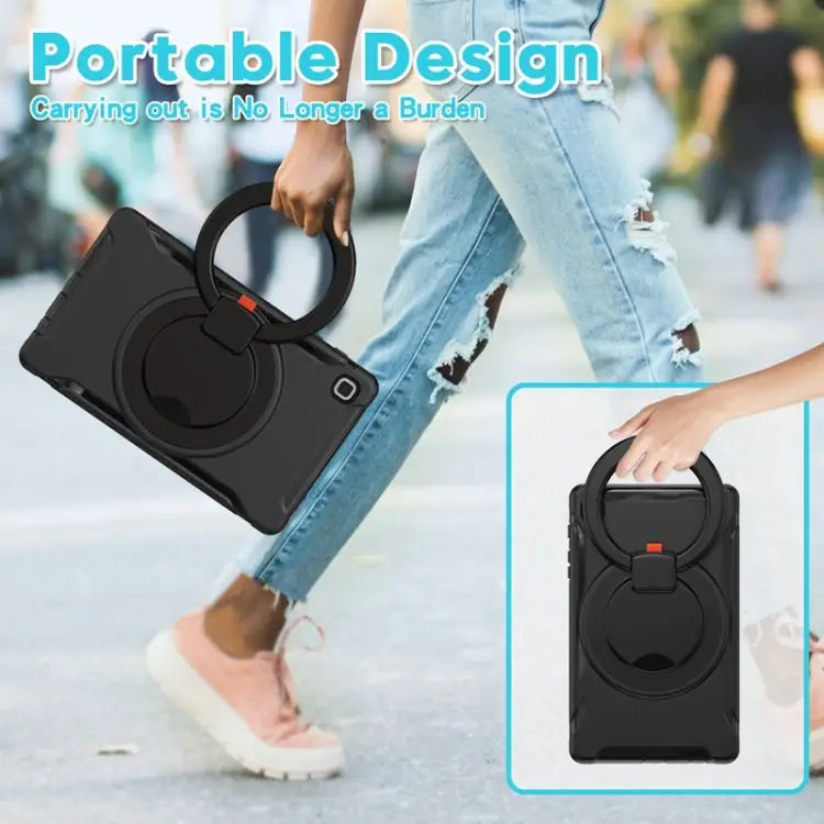 Shockproof Silicone + PC Protective Case with 360 Degree Rotation Foldable Handle Grip Holder & Pen Slot For Samsung