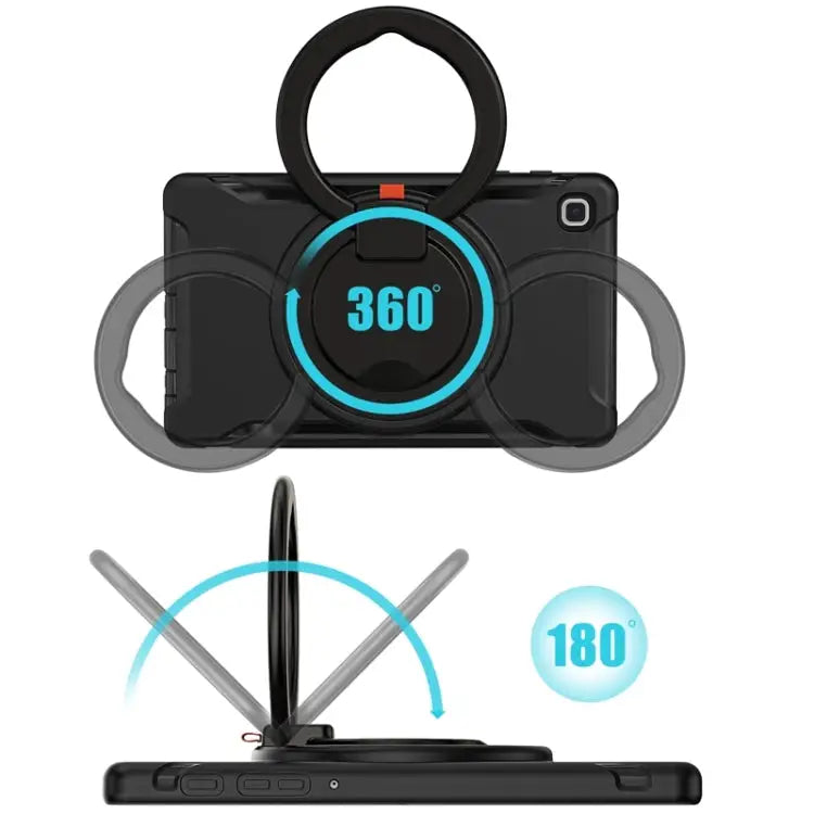 Shockproof Silicone + PC Protective Case with 360 Degree Rotation Foldable Handle Grip Holder & Pen Slot For Samsung