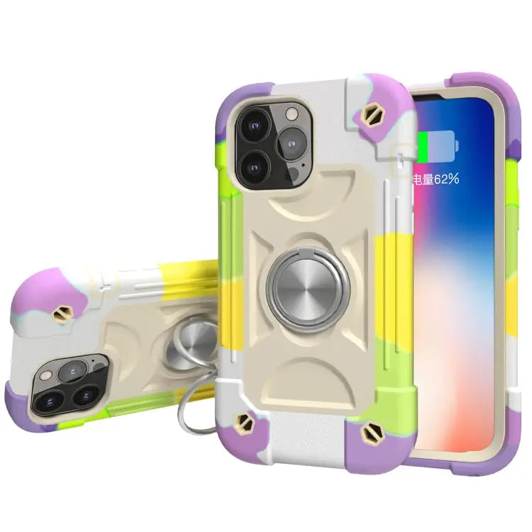 Shockproof Silicone + PC Protective Case with Dual-Ring Holder For iPhone 13 Pro For iPhone 13 Pro Max - For iPhone 13