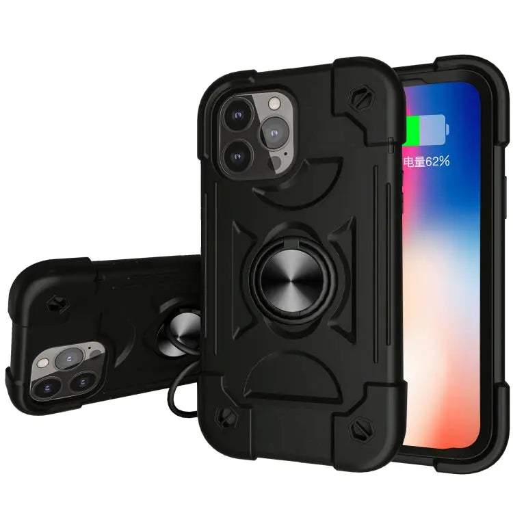 Shockproof Silicone + PC Protective Case with Dual-Ring Holder For iPhone 13 Pro For iPhone 13 Pro Max - For iPhone 13