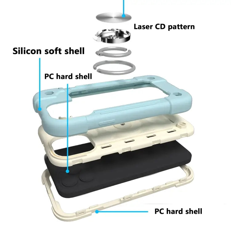 Shockproof Silicone + PC Protective Case with Dual-Ring Holder For iPhone 13 mini For iPhone 13 - Apple Accessories