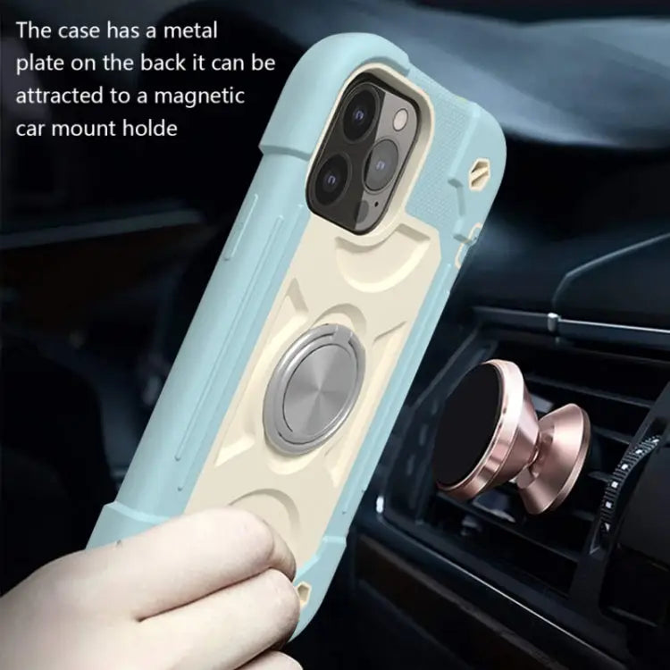 Shockproof Silicone + PC Protective Case with Dual-Ring Holder For iPhone 13 mini For iPhone 13 - Apple Accessories