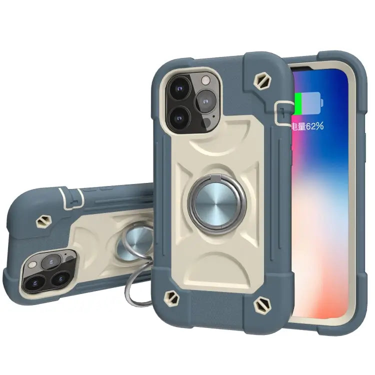 Shockproof Silicone + PC Protective Case with Dual-Ring Holder For iPhone 13 Pro For iPhone 13 Pro Max - For iPhone 13