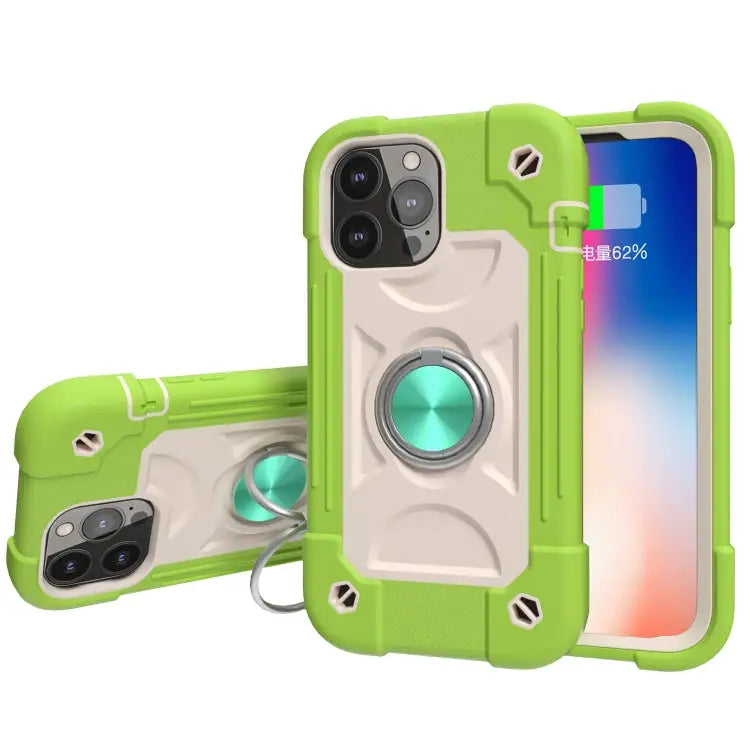 Shockproof Silicone + PC Protective Case with Dual-Ring Holder For iPhone 13 Pro For iPhone 13 Pro Max - For iPhone 13