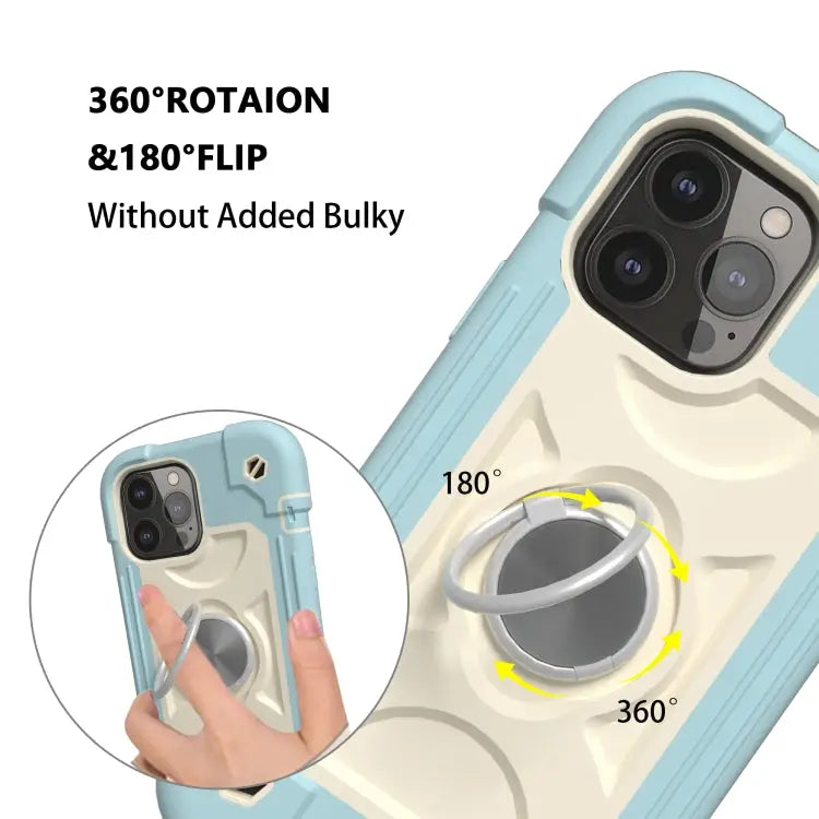 Shockproof Silicone + PC Protective Case with Dual-Ring Holder For iPhone 13 Pro For iPhone 13 Pro Max - Apple