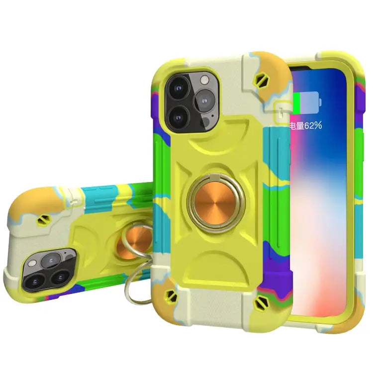 Shockproof Silicone + PC Protective Case with Dual-Ring Holder For iPhone 13 Pro For iPhone 13 Pro Max - For iPhone 13