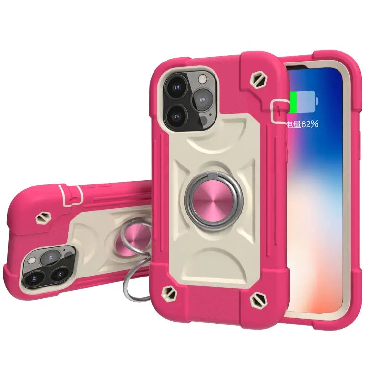 Shockproof Silicone + PC Protective Case with Dual-Ring Holder For iPhone 13 mini For iPhone 13 - For iPhone 13 mini