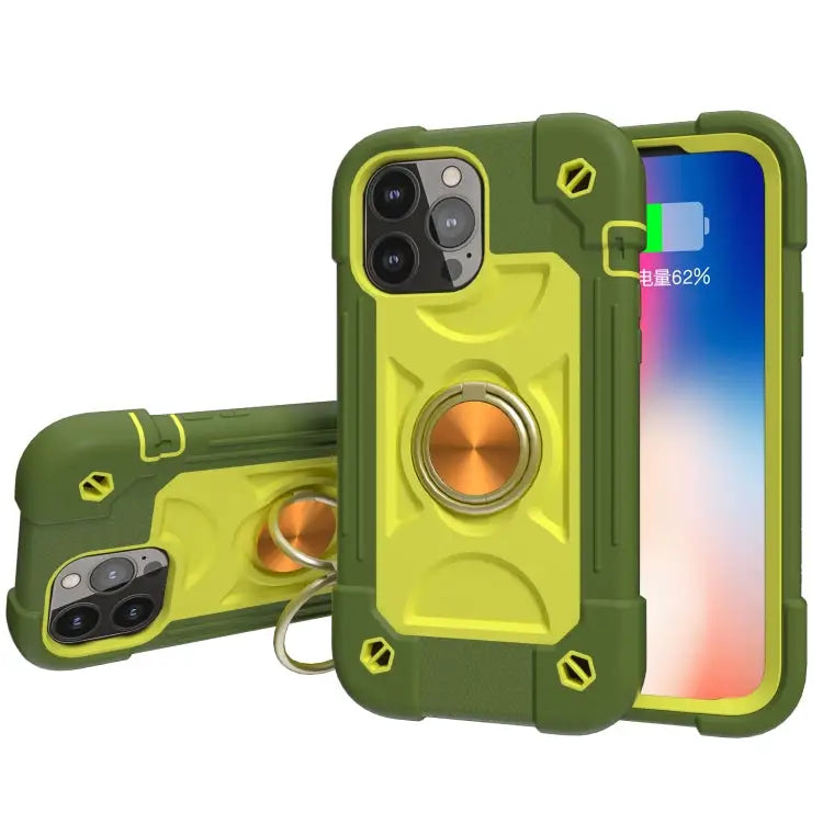 Shockproof Silicone + PC Protective Case with Dual-Ring Holder For iPhone 13 Pro For iPhone 13 Pro Max - For iPhone 13