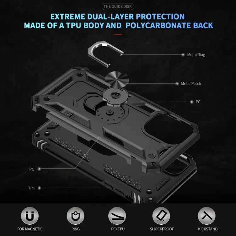 Shockproof TPU Hybrid PC Phone Case with Holder For iPhone 16 - Apple Accessories