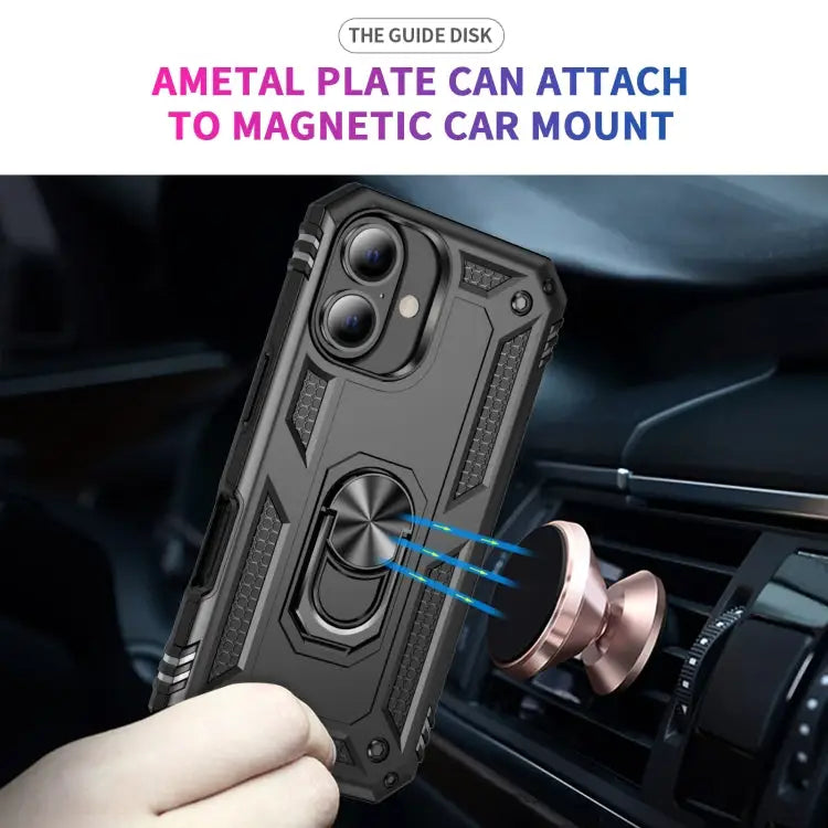 Shockproof TPU Hybrid PC Phone Case with Holder For iPhone 16 - Apple Accessories