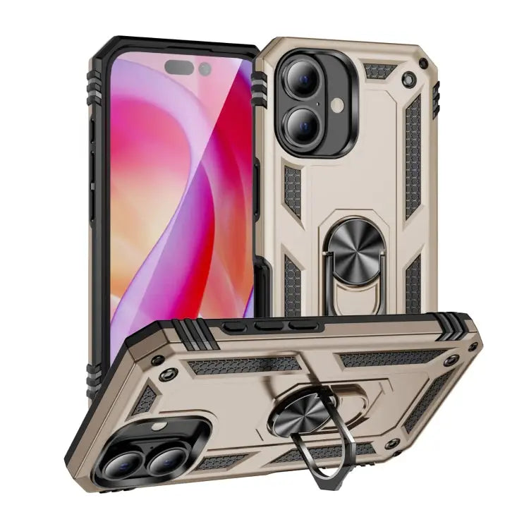 Shockproof TPU Hybrid PC Phone Case with Holder For iPhone 16 Pro Max For iPhone 16 Pro For iPhone 16 Plus - For iPhone