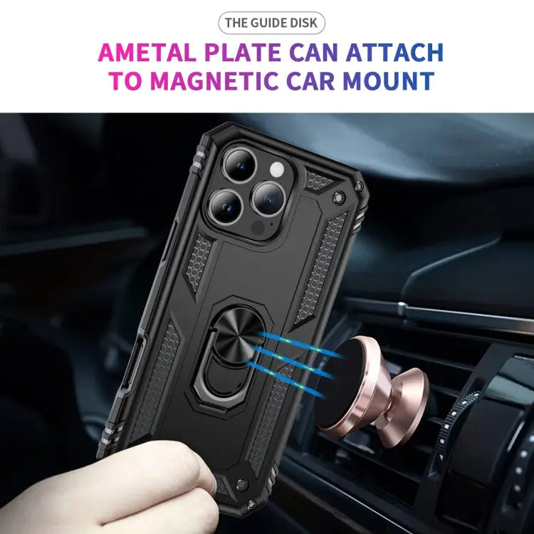 Shockproof TPU Hybrid PC Phone Case with Holder For iPhone 16 Pro Max For iPhone 16 Pro For iPhone 16 Plus - Apple
