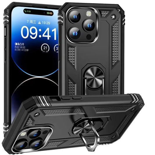 Shockproof TPU Hybrid PC Phone Case with Holder For iPhone 16 Pro Max For iPhone 16 Pro For iPhone 16 Plus - For iPhone
