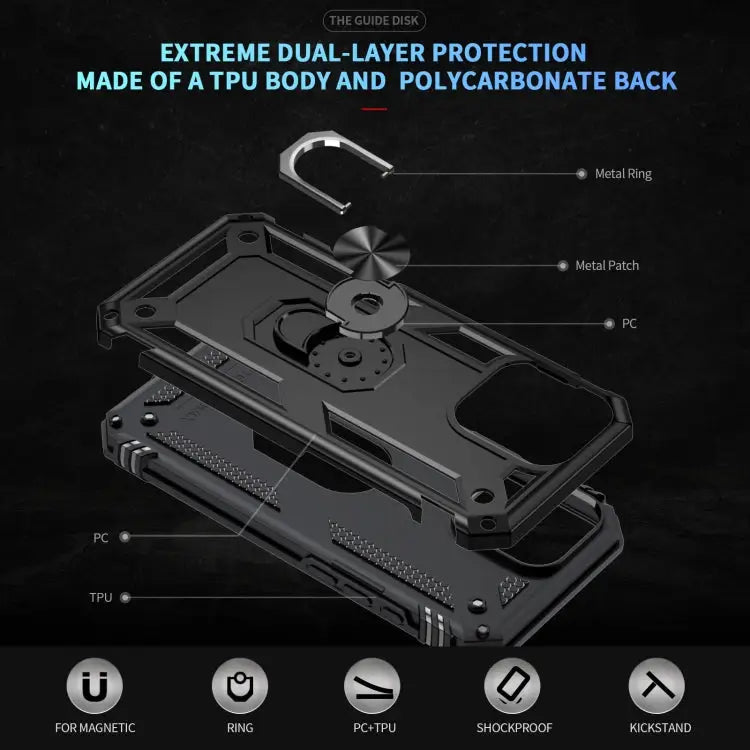 Shockproof TPU Hybrid PC Phone Case with Holder For iPhone 16 Pro Max For iPhone 16 Pro For iPhone 16 Plus - Apple