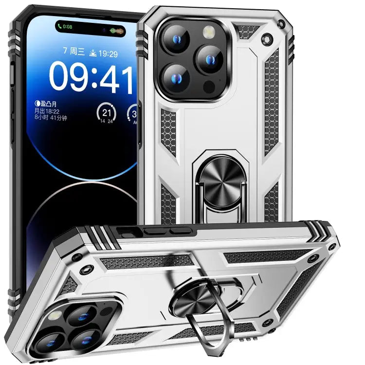 Shockproof TPU Hybrid PC Phone Case with Holder For iPhone 16 Pro Max For iPhone 16 Pro For iPhone 16 Plus - For iPhone