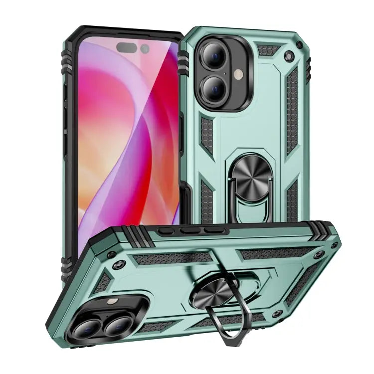 Shockproof TPU Hybrid PC Phone Case with Holder For iPhone 16 Pro Max For iPhone 16 Pro For iPhone 16 Plus - For iPhone