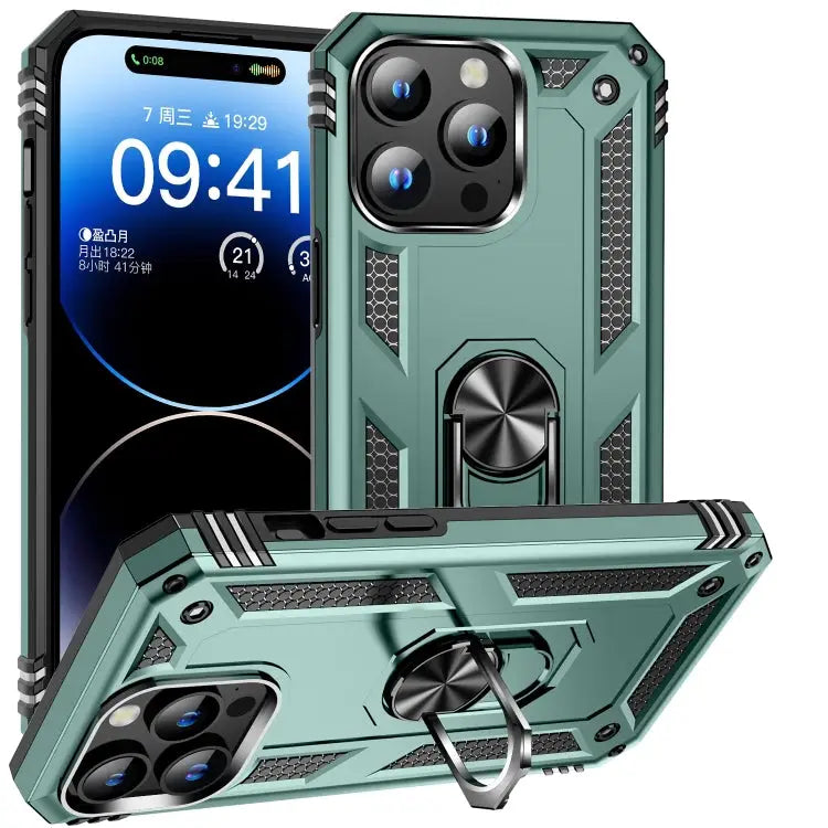 Shockproof TPU Hybrid PC Phone Case with Holder For iPhone 16 Pro Max For iPhone 16 Pro For iPhone 16 Plus - For iPhone