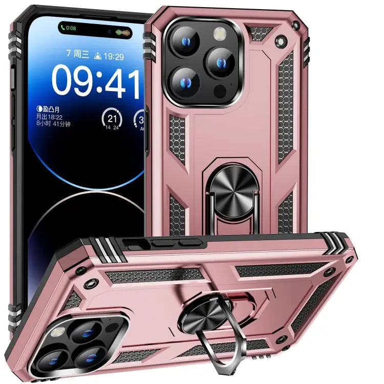 Shockproof TPU Hybrid PC Phone Case with Holder For iPhone 16 Pro Max For iPhone 16 Pro For iPhone 16 Plus - For iPhone