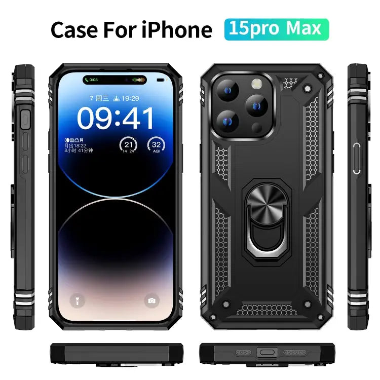 Shockproof TPU + PC Phone Case with Holder For iPhone 15 Pro Max For iPhone 15 Pro For iPhone 15 Plus - Apple