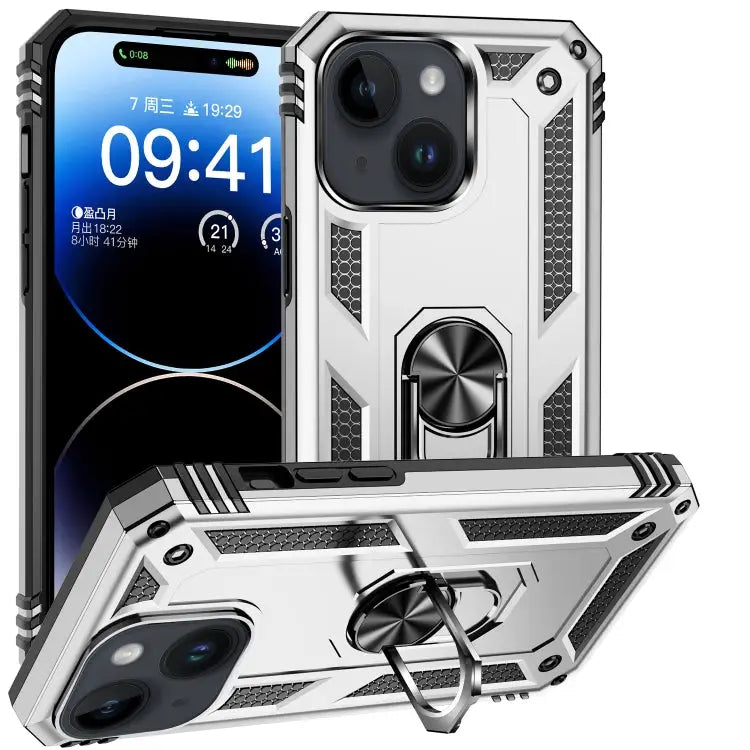 Shockproof TPU + PC Phone Case with Holder For iPhone 15 Pro Max For iPhone 15 Pro For iPhone 15 Plus - For iPhone 15