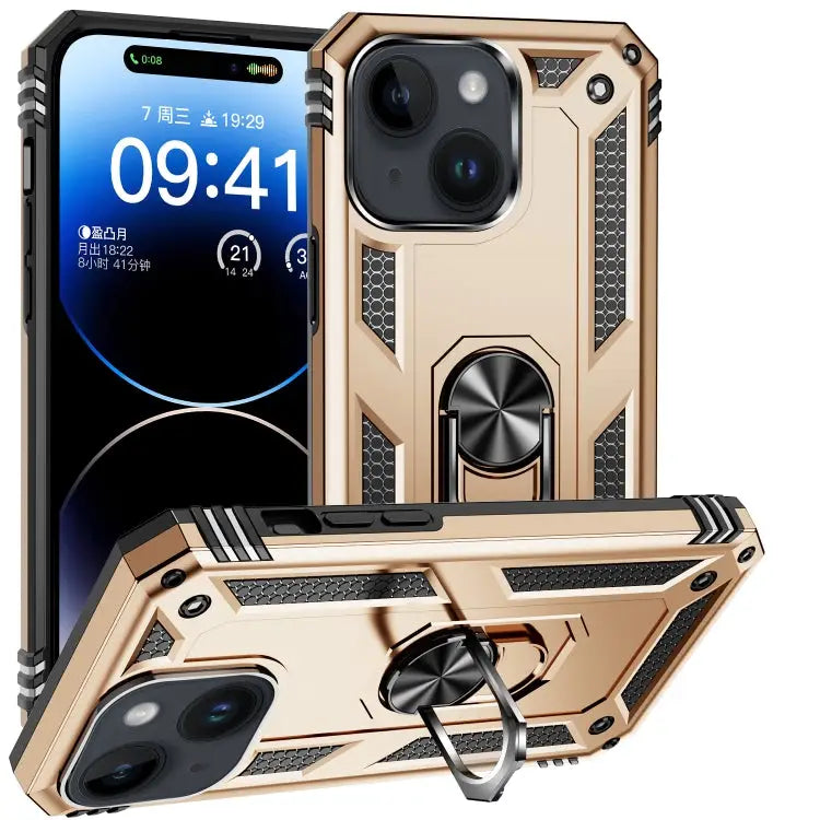 Shockproof TPU + PC Phone Case with Holder For iPhone 15 Pro Max For iPhone 15 Pro For iPhone 15 Plus - For iPhone 15