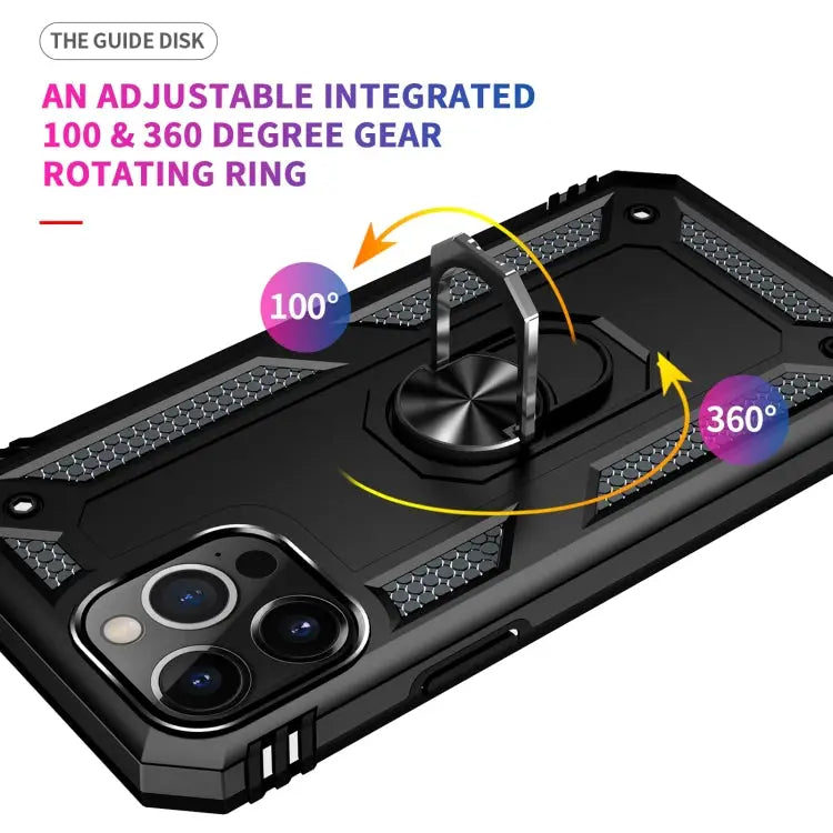 Shockproof TPU + PC Protective Case with 360 Degree Rotating Holder For iPhone 13 Pro Max - Apple Accessories