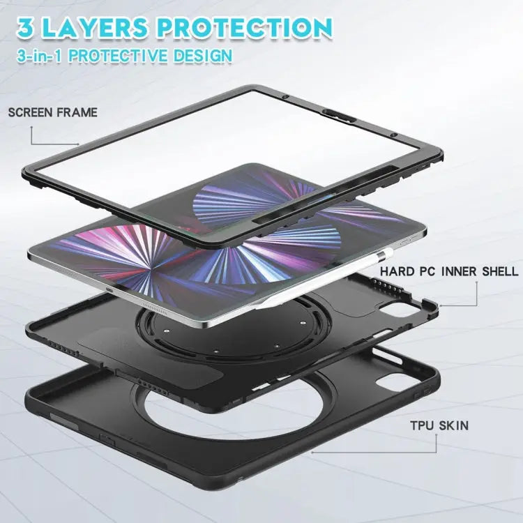 Shockproof TPU + PC Protective Case with 360 Degree Rotation Foldable Handle Grip Holder & Pen Slot For iPad Pro 12.9