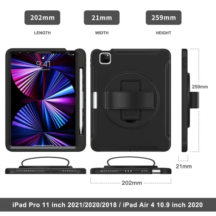 Shockproof TPU + PC Protective Case with 360 Degree Rotation Foldable Handle Grip Holder & Pen Slot For iPad Pro 11