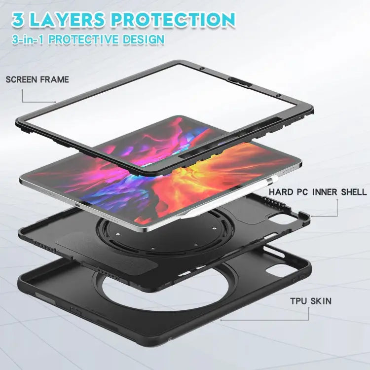 Shockproof TPU + PC Protective Case with 360 Degree Rotation Foldable Handle Grip Holder & Pen Slot For iPad Pro 12.9