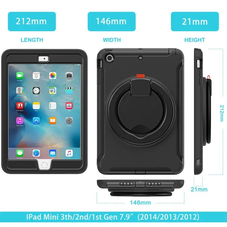 Shockproof TPU + PC Protective Case with 360 Degree Rotation Foldable Handle Grip Holder & Pen Slot For iPad mini 3 / 2