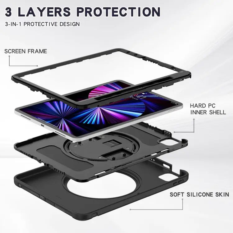 Shockproof TPU + PC Protective Case with 360 Degree Rotation Foldable Handle Grip Holder & Pen Slot For iPad Pro 11