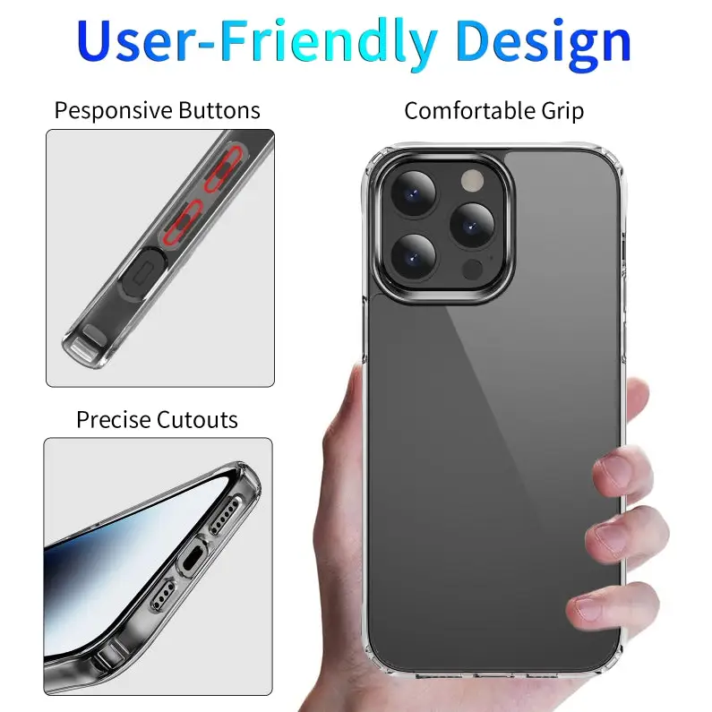 Shockproof Transparent Acrylic Phone Case For iPhone 15 Pro Max For iPhone 15 Pro For iPhone 15 Plus For iPhone 15